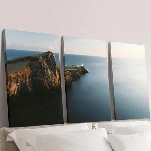 3pcs Cape Blue Sea Coastal Cliffs Wall Art Canvas Unframed - High Quality Print 100% Australian Made Wall Canvas - Bella Home Decor