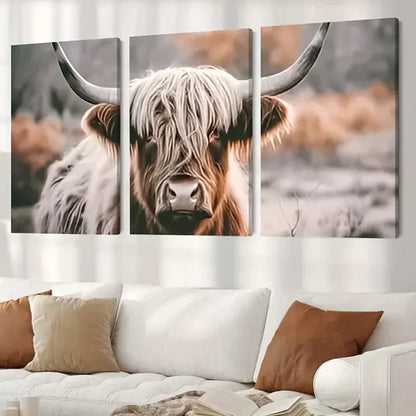 3pcs Highland Cow Wall Art Set Canvas Unframed - High Quality Print 100% Australian Made Wall Canvas
