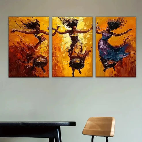 3pcs Charming dancing man, Artist's Wall Art Set Canvas Unframed - High Quality Print 100% Australian Made Wall Canvas - Bella Home Decor