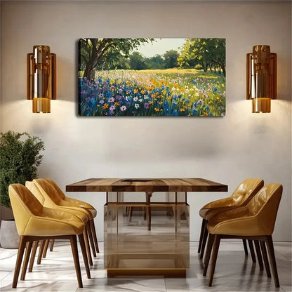Vibrant Bluebells Daffodils Wall Art Canvas Office Home Room Framed 120x60cm