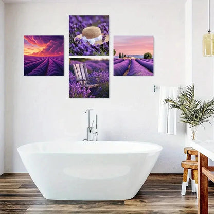 4pcs Lavender Canvas Print Wall Art Canvas Framed