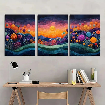 3pcs Vertical Abstract Coral Narrow Perfect Wall Art Canvas Unframed - High Quality Print 100% Australian Made Wall Canvas