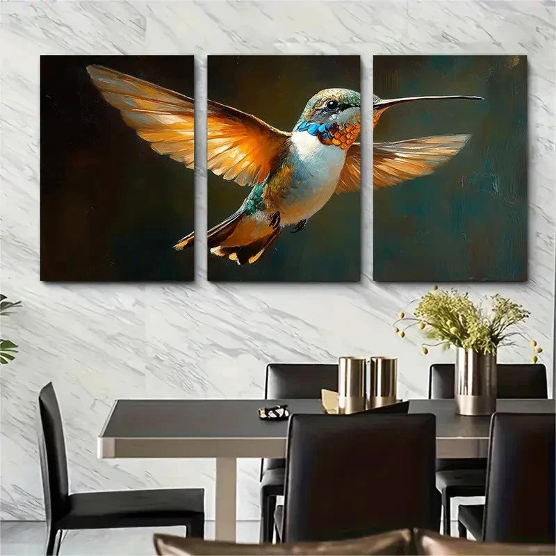 3pcs Vibrant Hummingbird Colorful Décor Perfect Wall Art Set Canvas Framed 40x60cm - High Quality Print 100% Australian Made Wall Canvas Ready to Hang