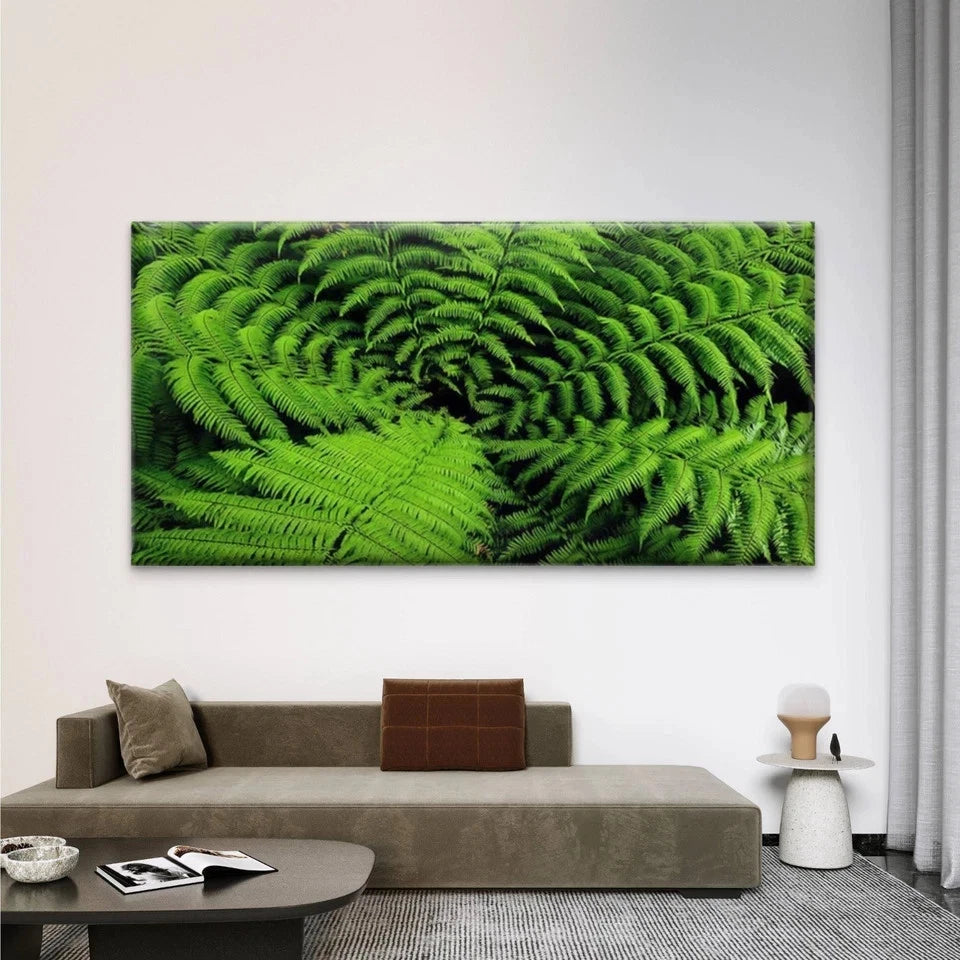 Green Fern Leaf Spiral Wall Art Canvas Office Home Room Framed 120x60cm
