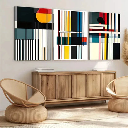 3pcs Color Abstract Geometric Elegant Artistic Wall Art Set Canvas Unframed - High Quality Print 100% Australian Made Wall Canvas - Bella Home Decor