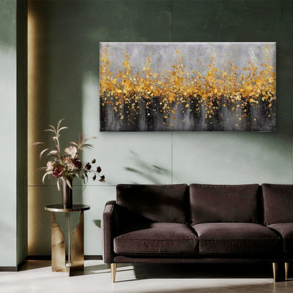 Golden Rainfall Flowers Wall Art Canvas Office Home Room Framed 120x60cm - Bella Home Decor
