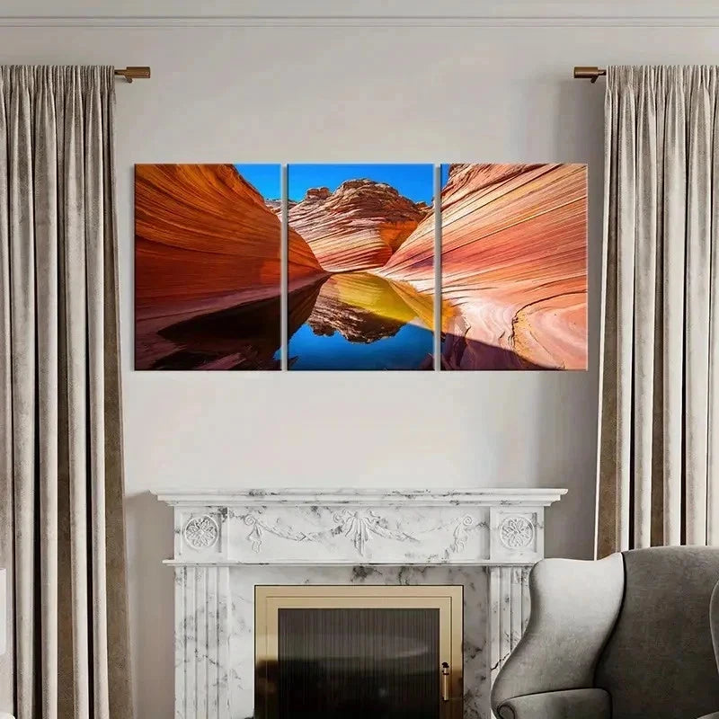 3pcs Wave Rocky Canyon Arizona Landscape Wall Art Set Canvas Framed 60x90cm - High Quality Print 100% Australian Made Wall Canvas Ready to Hang