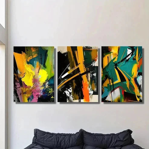 3pcs Abstract Colorful Paint Background Wall Art Canvas Unframed - High Quality Print 100% Australian Made Wall Canvas - Bella Home Decor