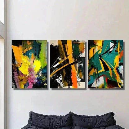 3pcs Abstract Colorful Paint Background Wall Art Canvas Unframed - High Quality Print 100% Australian Made Wall Canvas - Bella Home Decor