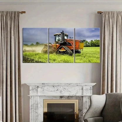 3pcs Extra Large Modern Tractor Pasture Wall Art Set Canvas Framed 40x60cm - High Quality Print 100% Australian Made Wall Canvas Ready to Hang