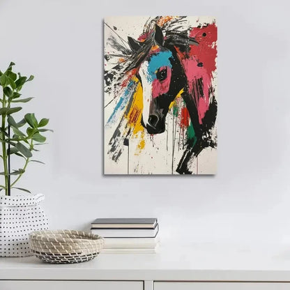 Abstract Art Energetic Horse Contemporary Log Painting 40x60cm Metal Print Ready to Hang - Bella Home Decor