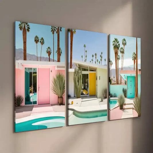 3pcs Mid Century Modern Canvas Framed 40x60cm - High Quality Print 100% Australian Made Wall Canvas Ready to Hang