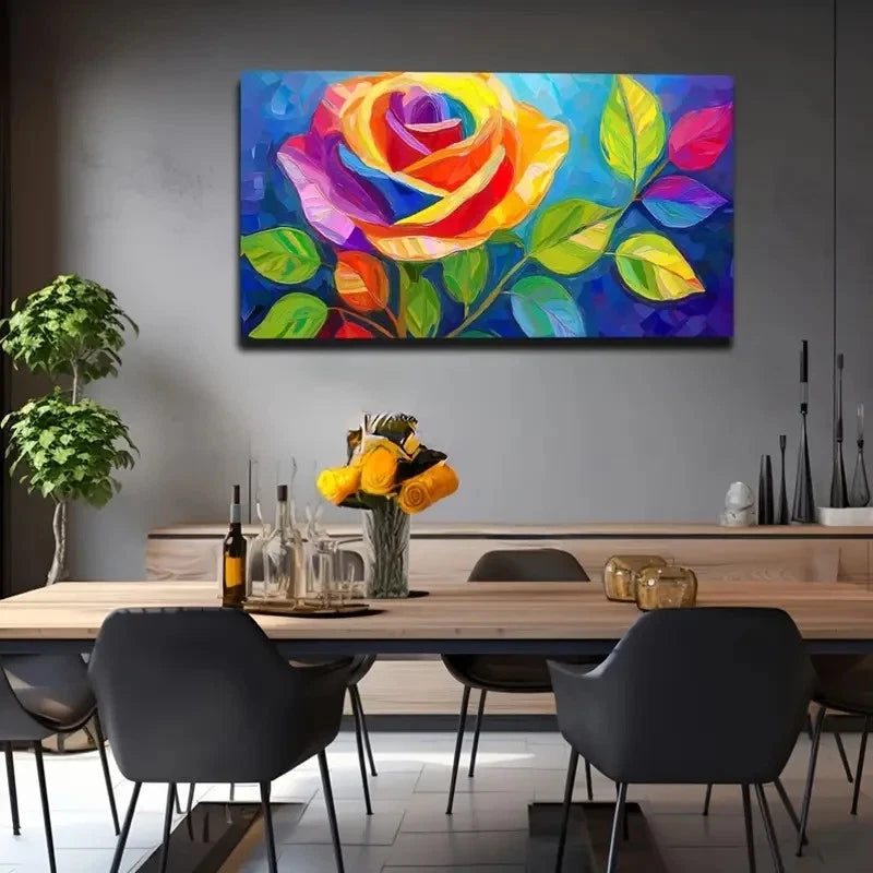 Vibrant Rose Garden Wall Art Canvas Office Home Room Framed 120x60cm