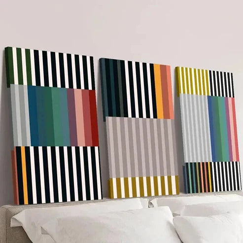 3pcs Abstract Colorful Striped Block Wall Art Canvas Unframed – High Quality Print 100% Australian Made Wall Canvas - Bella Home Decor