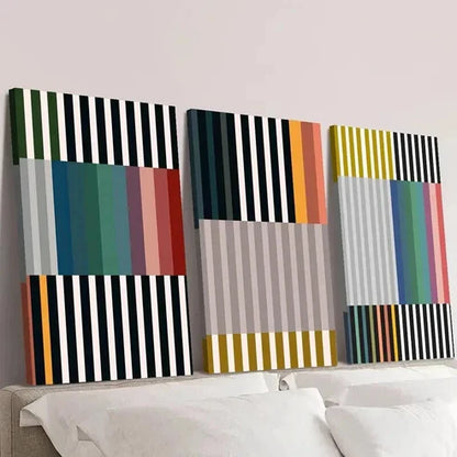3pcs Abstract Colorful Striped Block Wall Art Canvas Unframed – High Quality Print 100% Australian Made Wall Canvas - Bella Home Decor