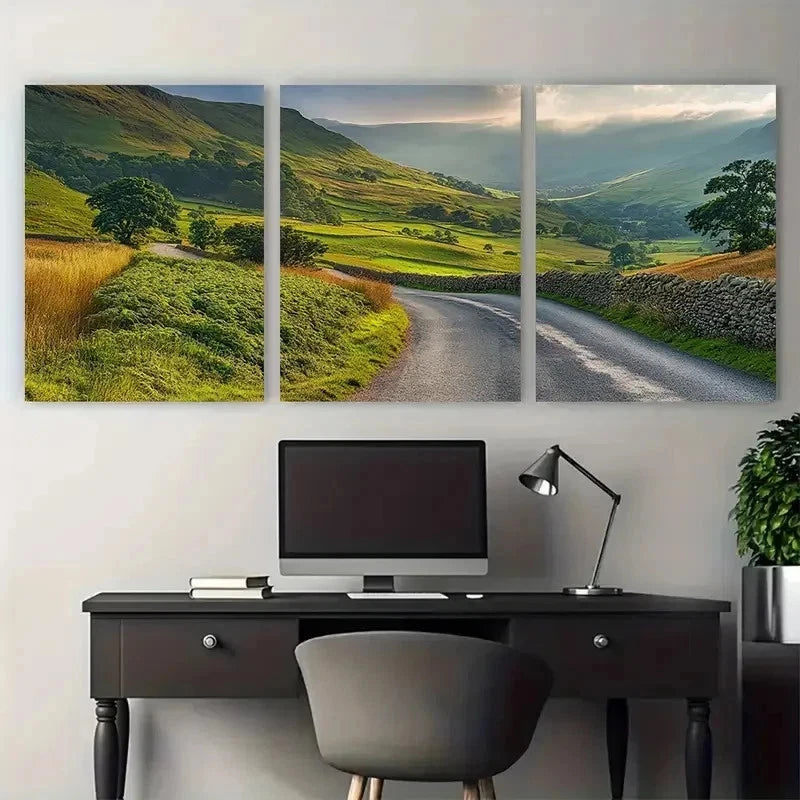 3pcs British Countryside Landscape Perfect Wall Art Set Canvas Framed 50x70cm - High Quality Print 100% Australian Made Wall Canvas Ready to Hang - Bella Home Decor