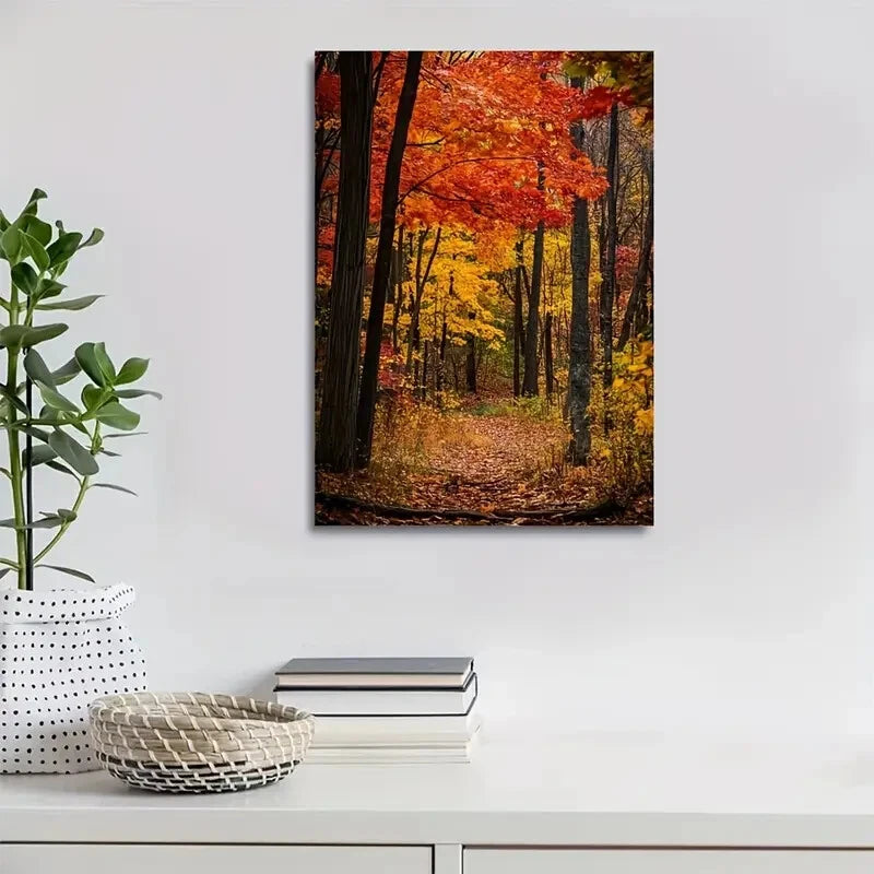 Beautiful Autumn Maple Forest Colorful Fall Foliage 40x60cm Metal Print Ready to Hang - Bella Home Decor