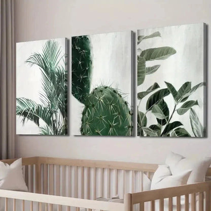 3pcs Showcasing Green Plant Leaves Perfect Wall Art Set Canvas Framed 60x90cm - High Quality Print 100% Australian Made Wall Canvas Ready to Hang - Bella Home Decor