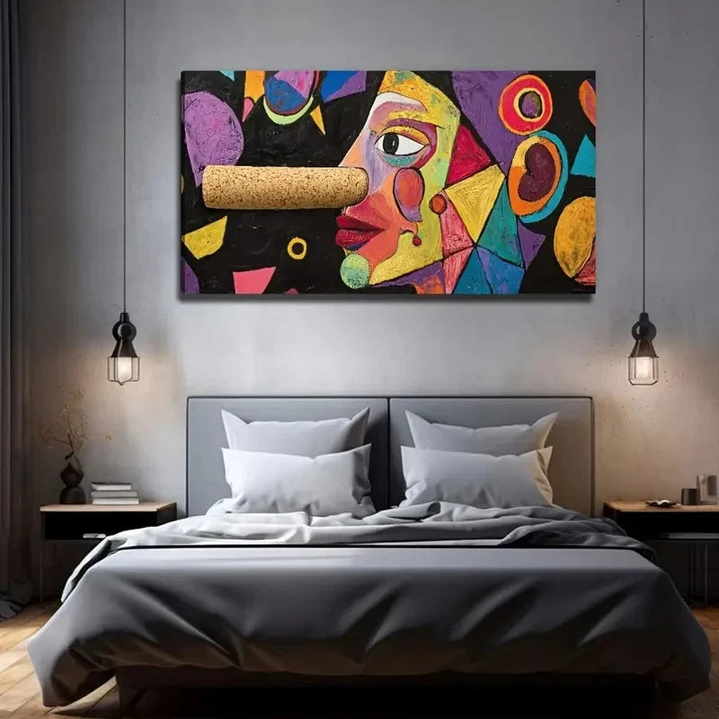 Abstract Unusual Face Perfect Wall Art Canvas Office Home Room Framed 120x60cm