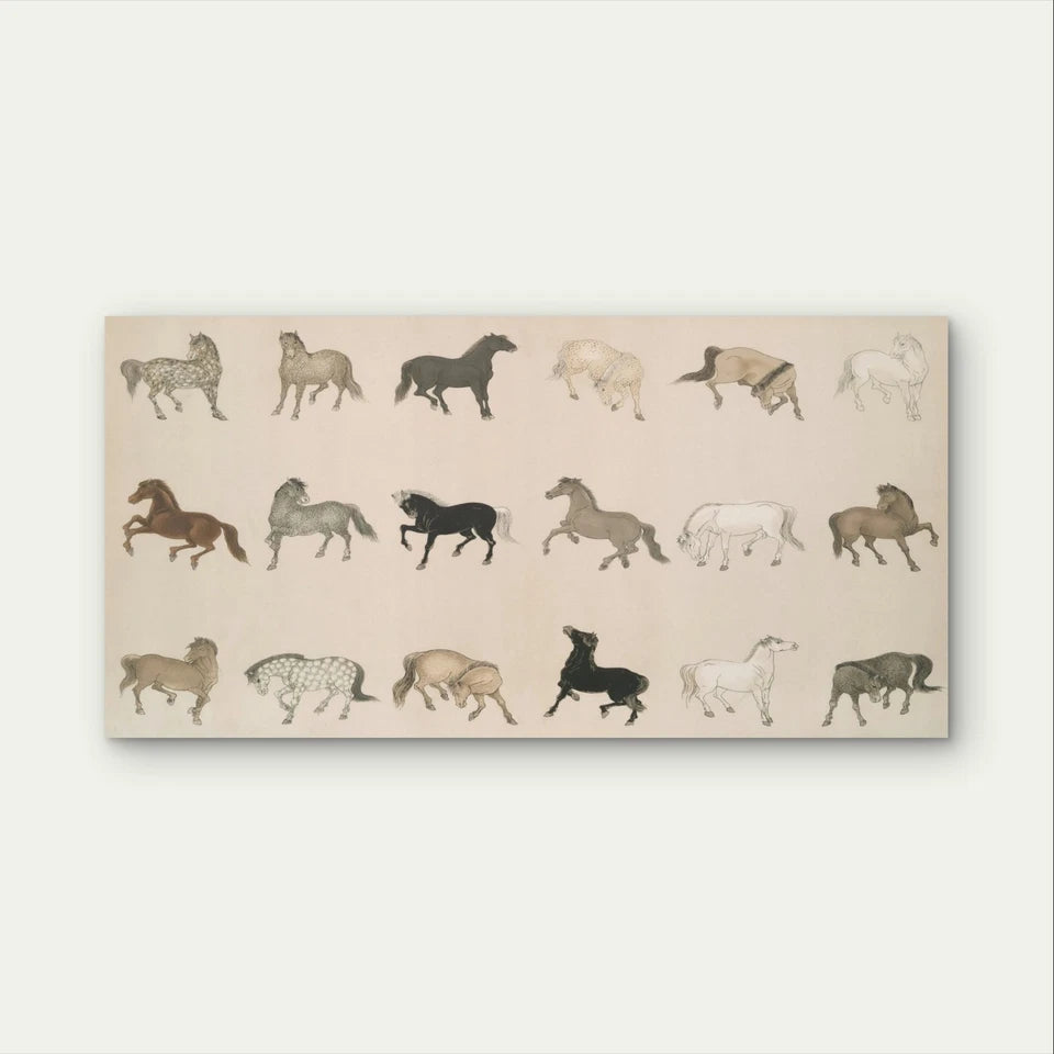 Vintage Horse Illustration Art Wall Art Canvas Office Home Framed 120x60cm