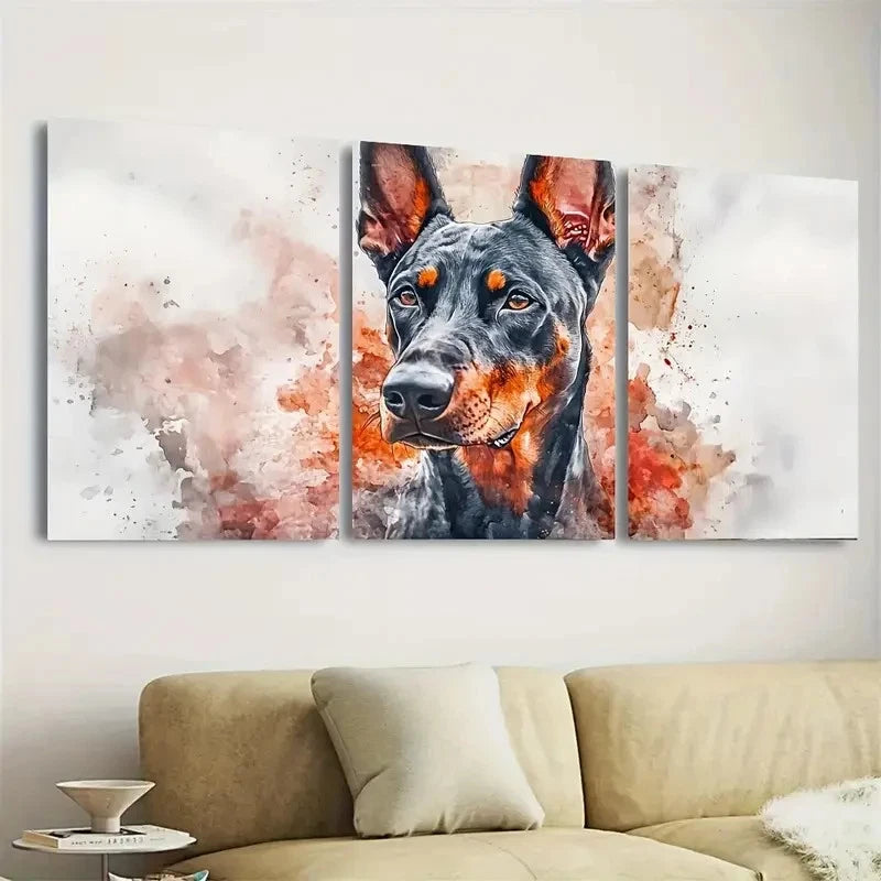 3pcs Cyberpunk Dobermann Pinscher Wall Art Set Canvas Framed 60x90cm - High Quality Print 100% Australian Made Wall Canvas Ready to Hang - Bella Home Decor
