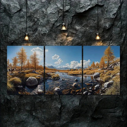3pcs Autumn Mountains Rivers Nature Perfect Wall Art Canvas Unframed - High Quality Print 100% Australian Made Wall Canvas - Bella Home Decor
