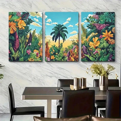 3pcs Botanical Decor Floral Trees Forest Perfect Wall Art Set Canvas Framed 50x70cm - High Quality Print 100% Australian Made Wall Canvas Ready to Hang. - Bella Home Decor