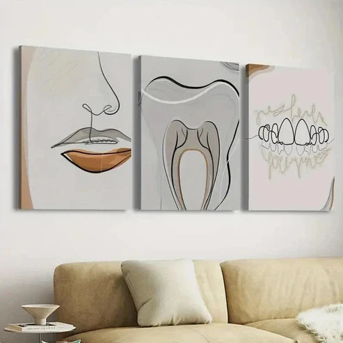 3pcs Simple Braces Line Decoration Wall Art Set Canvas Unframed - High Quality Print 100% Australian Made Wall Canvas