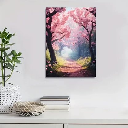 Flourishing Peach Tree Forest Painting 40x60cm Metal Print Ready to Hang - Bella Home Decor