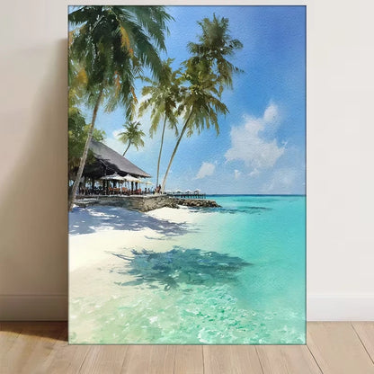 Reethi Rah, Maldives Watercolor 60x90cm Metal Print Ready to Hang