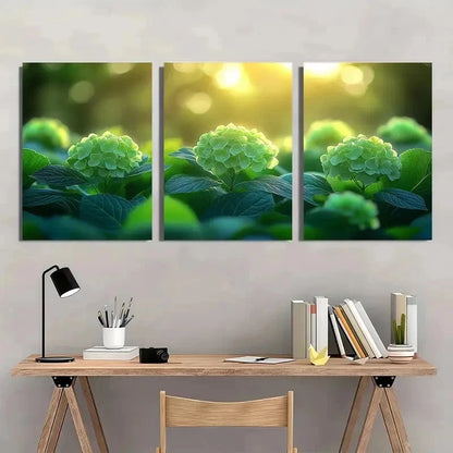 3pcs Vibrant Floral Garden Hydrangea Perfect Wall Art Set Canvas Framed 50x70cm - High Quality Print 100% Australian Made Wall Canvas Ready to Hang