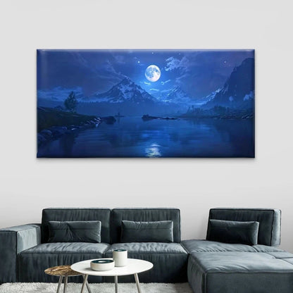 Lake & Snow-Capped Mountains Wall Art Canvas Office Home Room Framed 120x60cm
