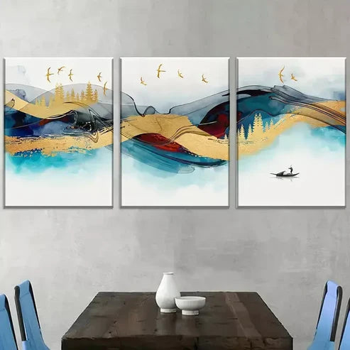 3pcs Light Luxury Style Modern Abstract Canvas Unframed - High Quality Print 100% Australian Made Wall Canvas