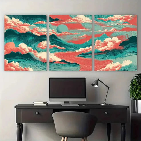 3pcs Retro Vintage Aesthetic Trendy Perfect Wall Art Canvas Unframed - High Quality Print 100% Australian Made Wall Canvas