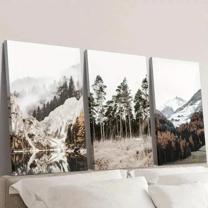 3pcs Beautiful Forest Trail with Pine Trees Wall Art Canvas Unframed - High Quality Print 100% Australian Made Wall Canvas - Bella Home Decor