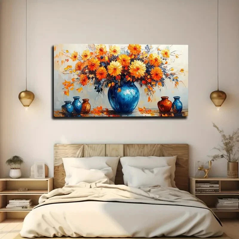 Vibrant Floral Arrangement Wall Art canvas office home room framed 120x60cm