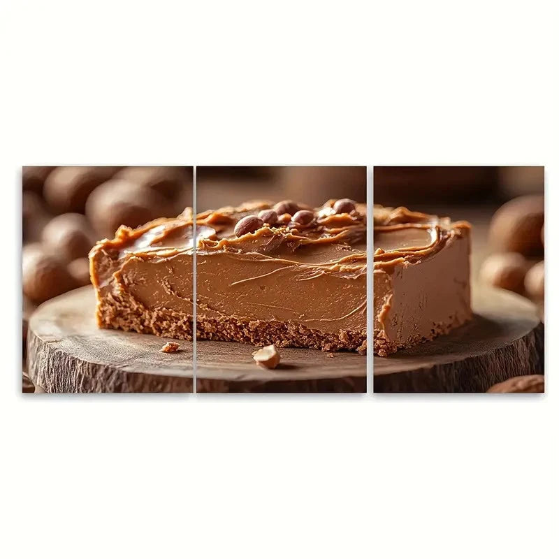 3pcs Peanut Butter Paste Cake Painting TI Wall Art Set Canvas Framed 60x90cm - High Quality Print 100% Australian Made Wall Canvas Ready to Hang