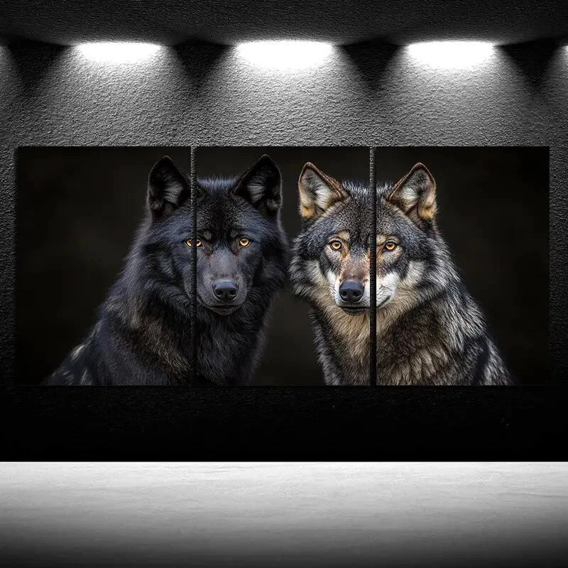 3pcs Wolf Animal Themed Stunning Golden Eyes Metal Print Ready to Hang Art - Bella Home Decor