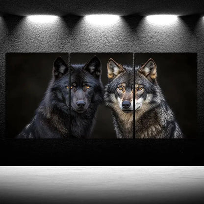 3pcs Wolf Animal Themed Stunning Golden Eyes Metal Print Ready to Hang Art - Bella Home Decor