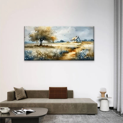 The House In The Middle Field Wall Art Canvas Office Home Room Framed 120x60cm