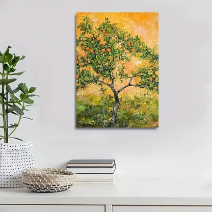 Vibrant Peach Tree Forest with Lush Foliage 40x60cm Metal Print Ready to Hang - Bella Home Decor