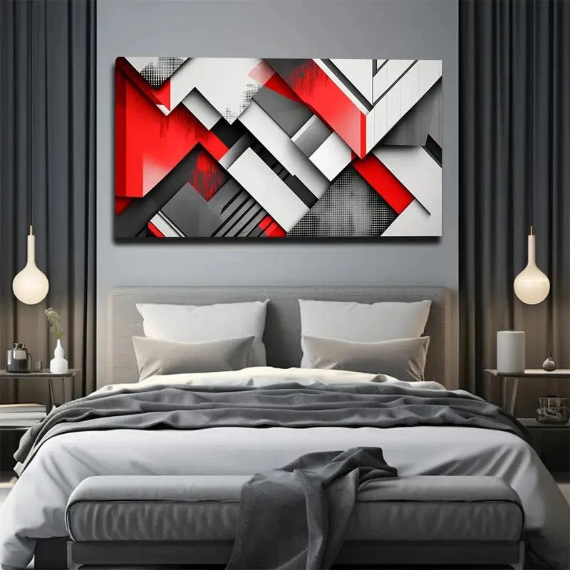 Abstract Geometric Vibrant Wall Art Canvas Office Home Room Framed 120x60cm