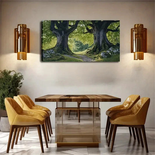 Two Ancient Trees Minimalist Wall Art Canvas Office Home Room Framed 120x60cm