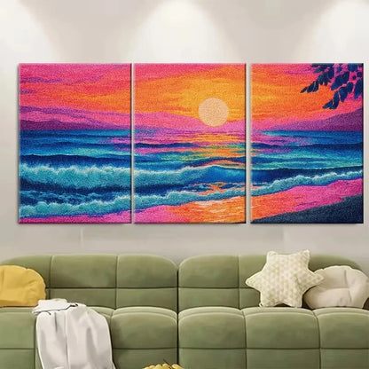 3pcs Depicting Beach Waves at Dawn Wall Art Set Canvas Framed 40x60cm – High Quality Print 100% Australian Made Wall Canvas Ready to Hang - Bella Home Decor