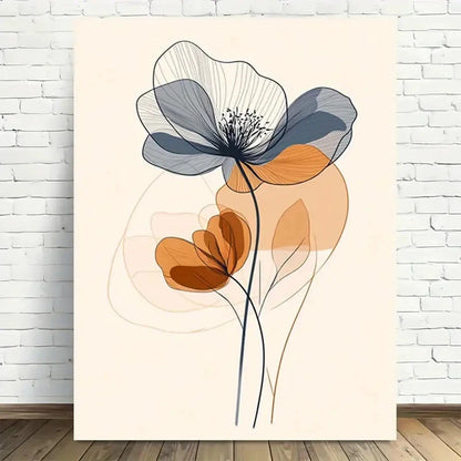 Beautiful Modern Abstract Floral Beige Painting 40x60cm Metal Print Ready to Hang - Bella Home Decor