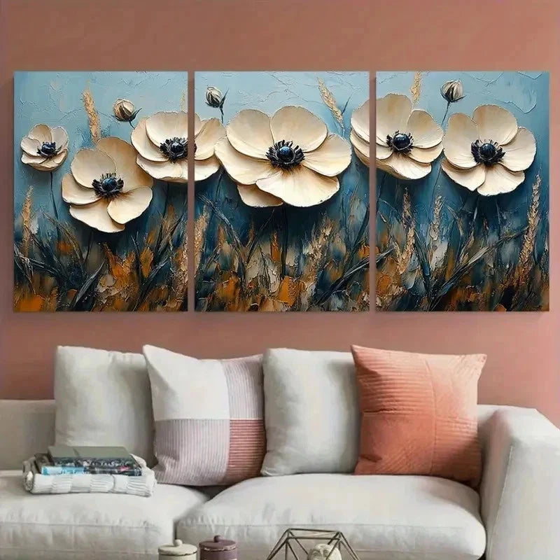 3pcs Abstract Trendy Impasto White Perfect Wall Art Set Canvas Framed 60x90cm - High Quality Print 100% Australian Made Wall Canvas Ready to Hang - Bella Home Decor