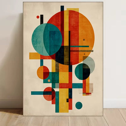 Vibrant Multicolor Abstract Geometric Metal Print Ready to Hang