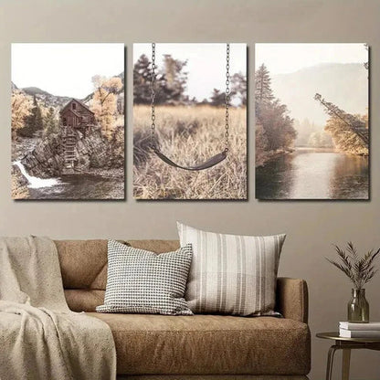 3pcs Beautiful Natural River Landscape Decor Wall Art Canvas Unframed - High Quality Print 100% Australian Made Wall Canvas