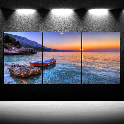 3pcs Beautiful Sunset Over The Sea Metal Print Ready to Hang Art - Bella Home Decor