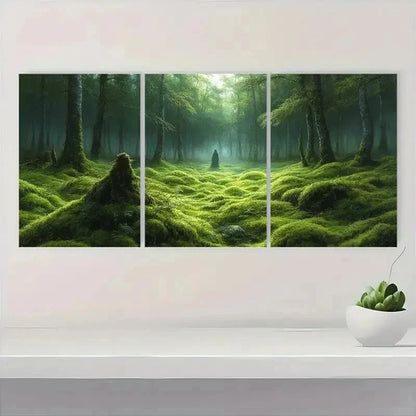 3pcs Lush Greenery and Misty Atmosphere R   Wall Art Set Canvas Framed 60x90cm - High Quality Print 100% Australian Made Wall Canvas Ready to Hang